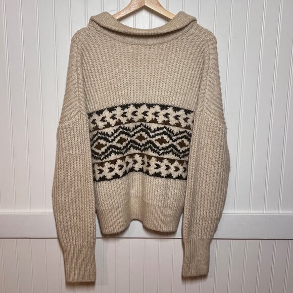 Weekend Los Angeles Spencer Top Aztec Sweater Large Women's Collar Open V Neck - Picture 2 of 4